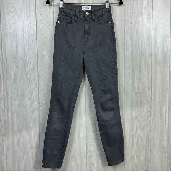 Frame Denim Pants - FRAME Denim Ali High Rise Gray Plaid Cropped cigarette Jeans skinny slim Size